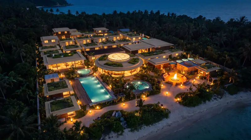 The club at night from above